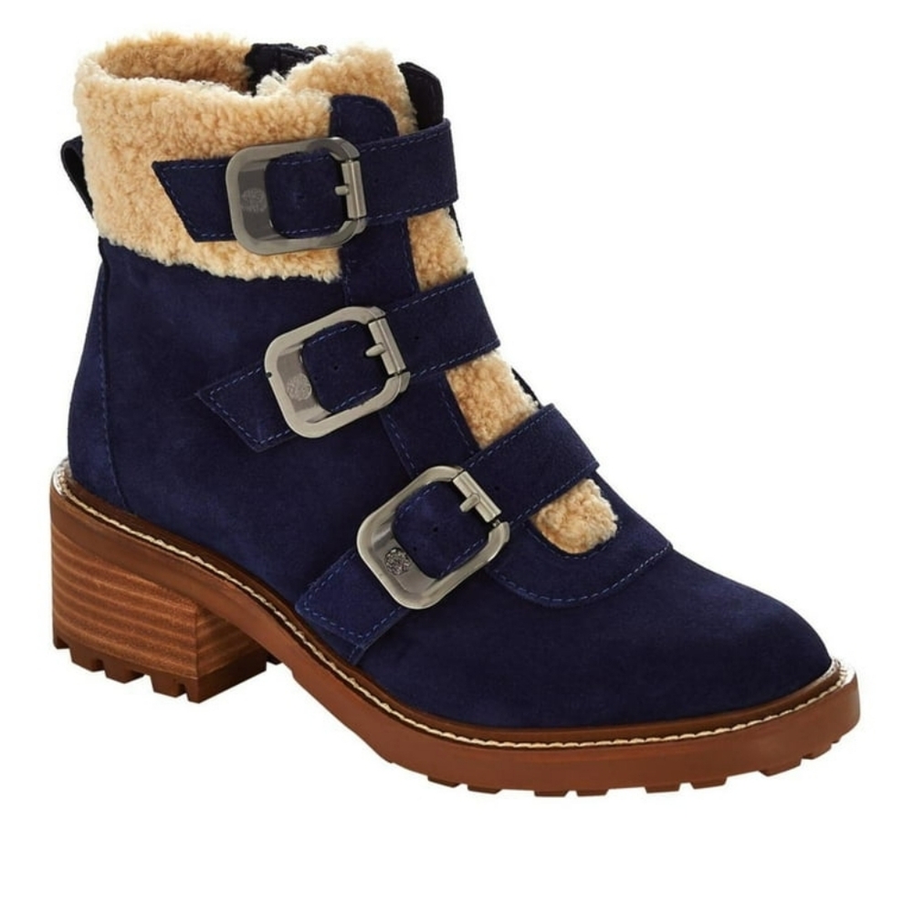 Vince Camuto Navy Blue Buckle Klerica Boots NWT